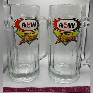 A&W tall Restaurants 75 Years Anniversary Glass Mug Set